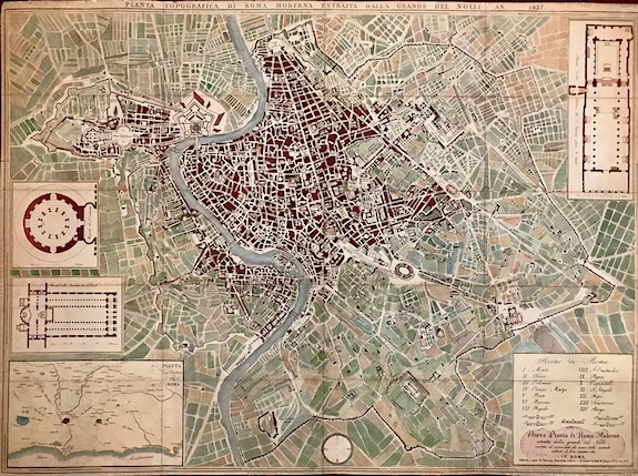 Nolli Giovanni Battista (1692-1756) Pianta topografica di Roma moderna estratta dalla grande del Nolli  1837 Roma